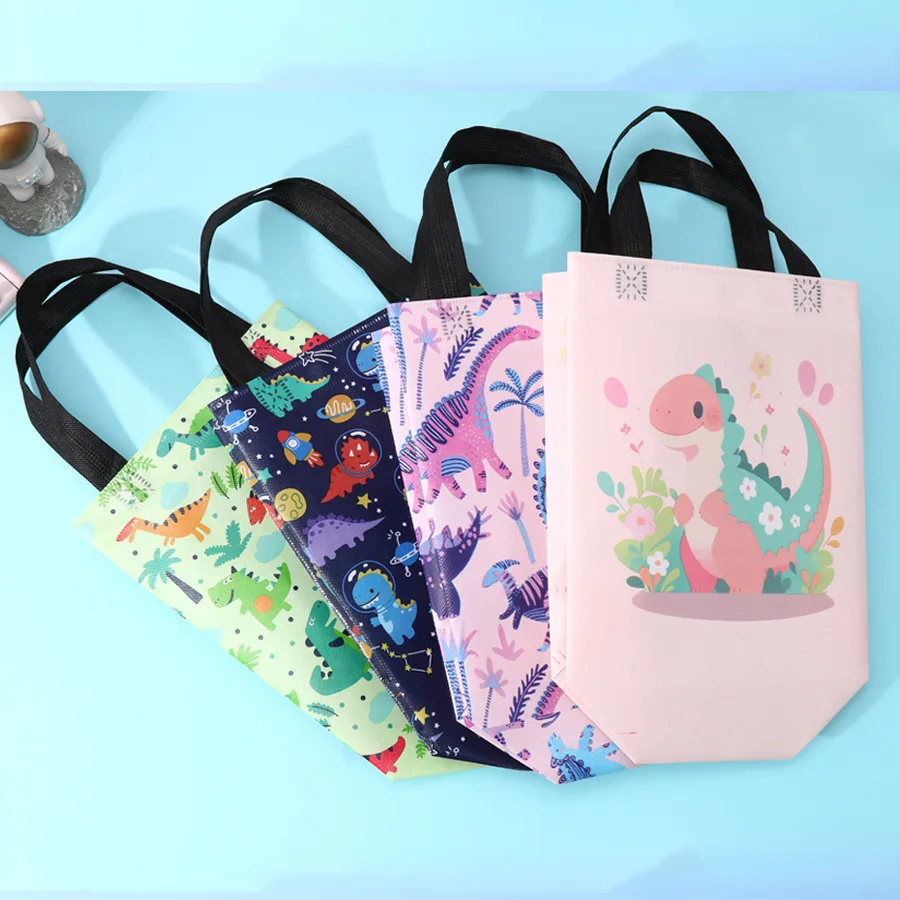 4 pz/set Cartoon Dinosaur Paper Gift Bag con manico Kid Birthday Favor confezione portatile Tote Bag Baby Shower Party Decoration