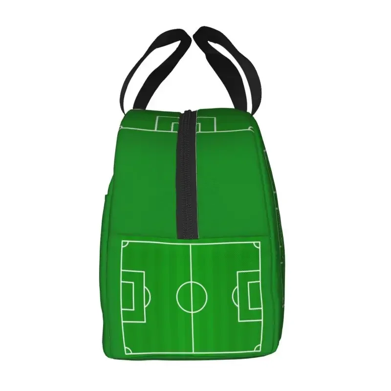 Scatola per il pranzo isolata con motivo a calcio di calcio per le donne borsa per il pranzo termica portatile per bambini borsa per alimenti da