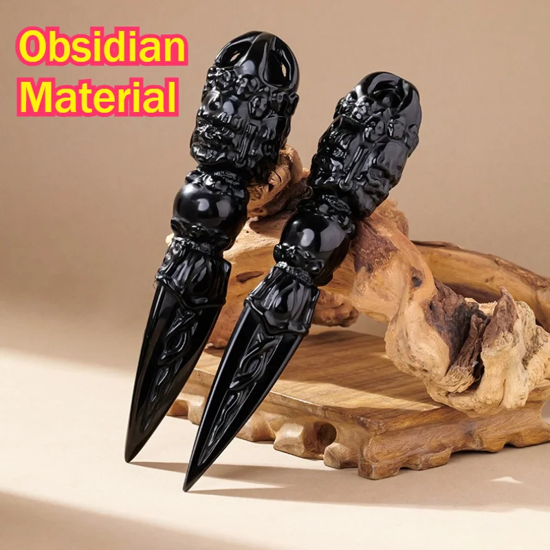 Nepali Style Novelty ‌Obsidian Crystal Blades Home Decor Figurines Cosplay Anime Desktop Miniatures Room House Collection Gift