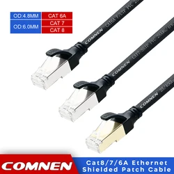 COMNEN Gaming High Speed Ethernet Cable Cat8 40Gbps 2000MHz Internet Network Cable Ethernet Cat 8 7 6A 0.2m 0.5m 5m 10m Lan Cord