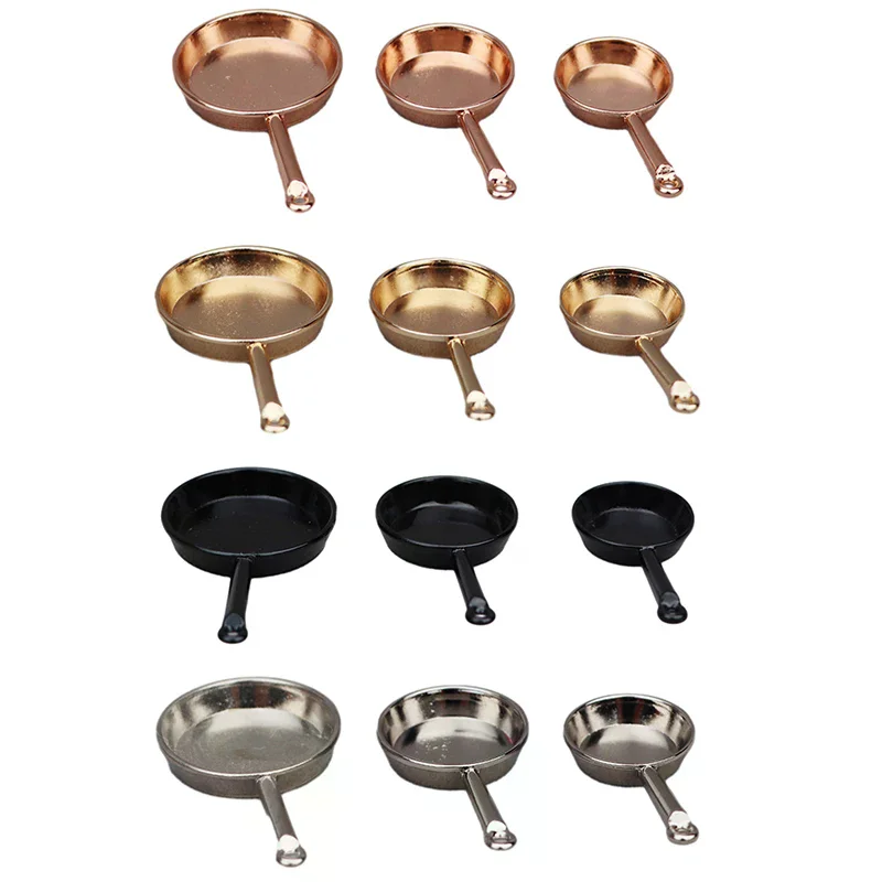 1Set 1:12 Puppenhaus Miniatur Bratpfanne Kasserolle Metall Kochgeschirr Küchenmodell Deko Spielzeug Puppenhaus Zubehör