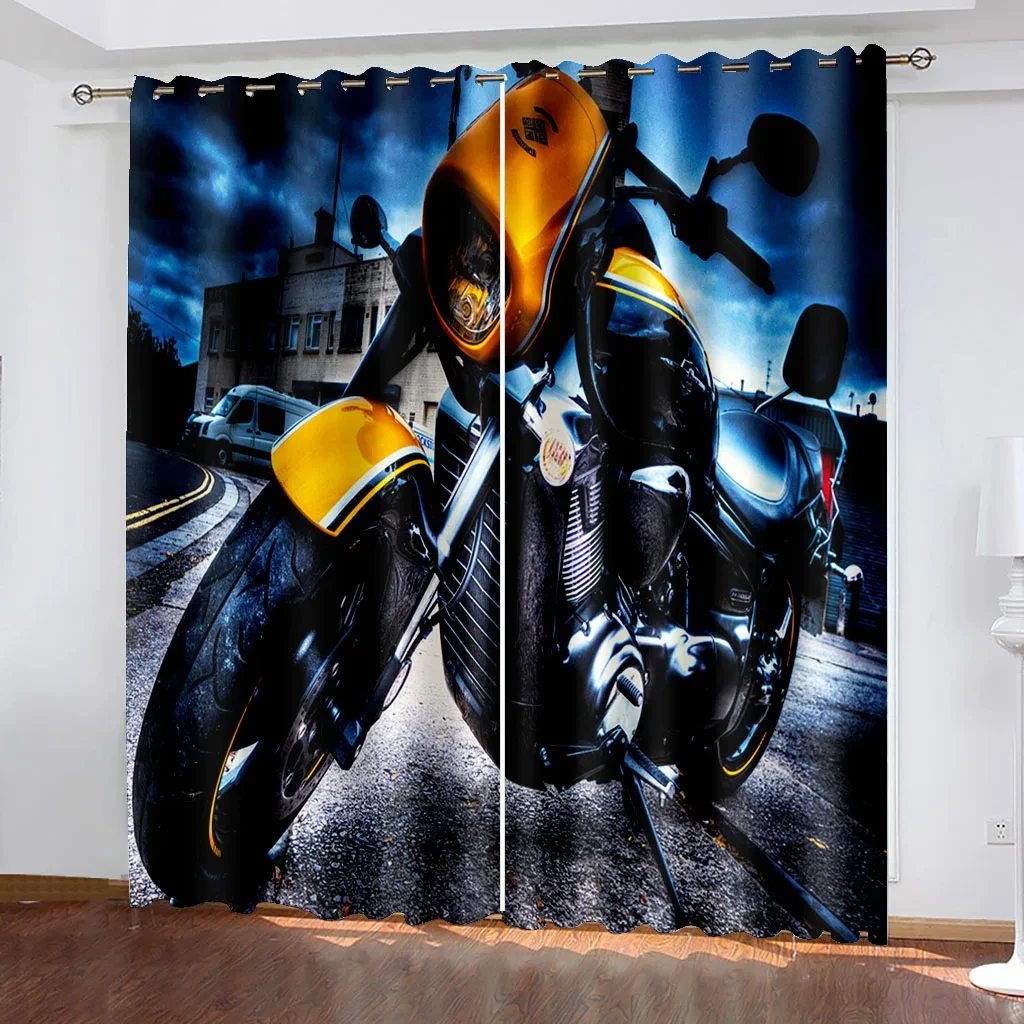 Motorcycle 3D Printed Blackout Curtains For Bedroom Living Room Kitchen Decor Window Drapes 160X160CM