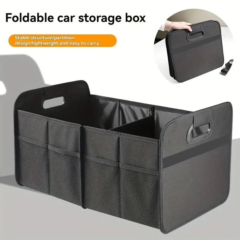 

Foldable Car Storage Box for SUV/Truck, Large Capacity Sturdy Trunk Organizer Oxford Multi-functional Storage Box