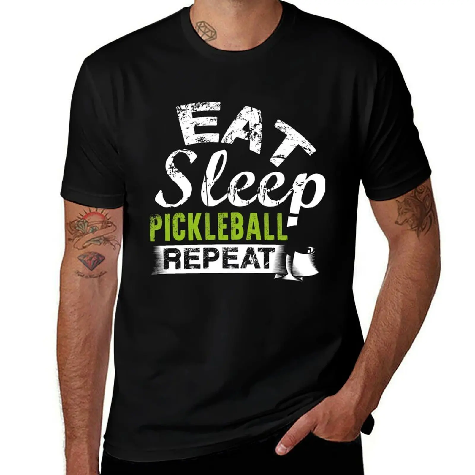 

Eat Sleep Pickleball Repeat | Pickleball Gifts clothing Dad Grandpa T-Shirt cotton t shirt man funny t shirts dark humor T-Shirt