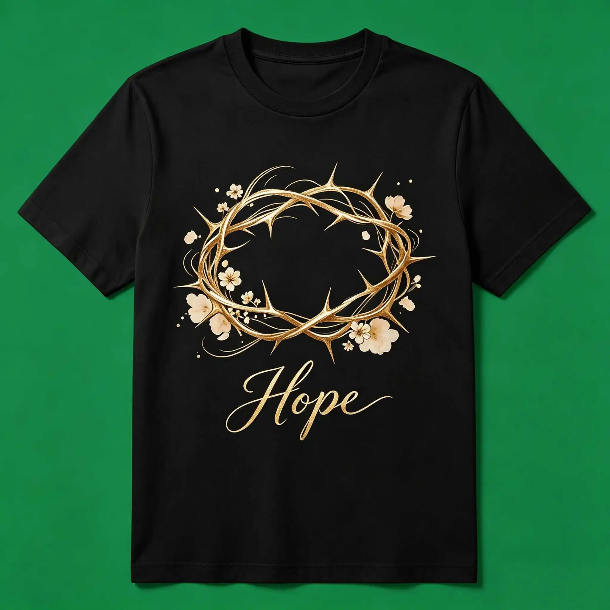 US Stock Summer Natural Cotton Crown of Thorns Hope Tee Quiet Luxury S-5XL Gift