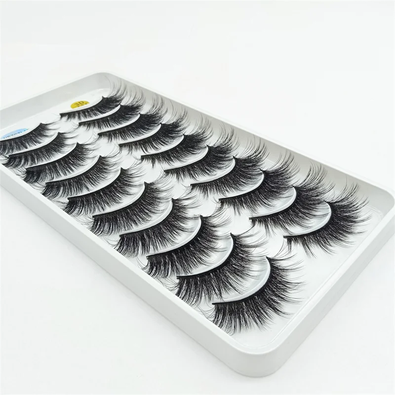 10 pairs/Tray  3D SeriseUltra-fine flexibel invisible and soft magnification strip eyelash with Support customized