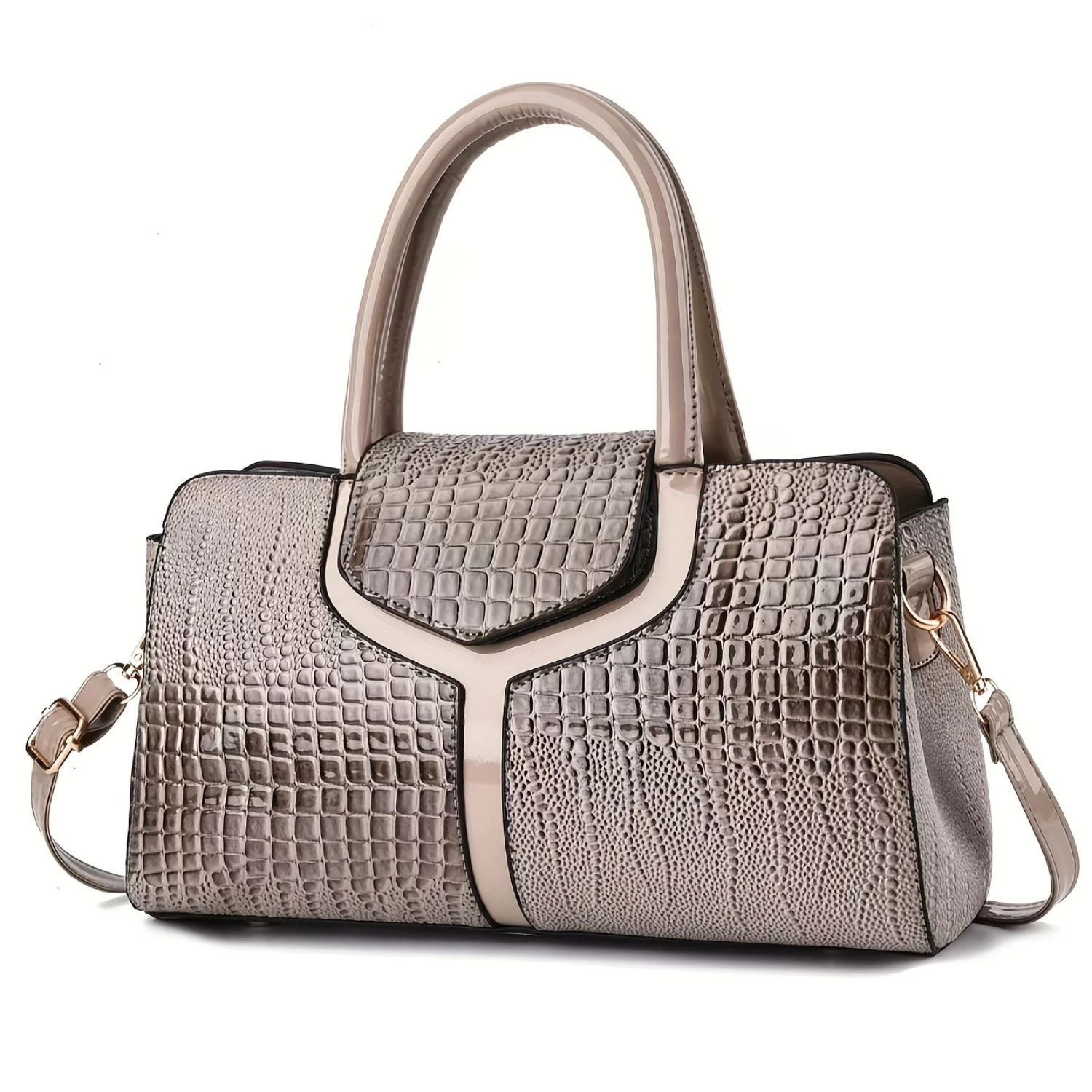 "Bolso de mano con patrón de cocodrilo, bolso de mano versátil con asa superior, bolso cruzado de moda, bolso de mujer"