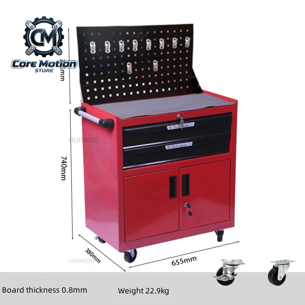 Drawer Style Car Repair Tool Cart, Mobile Tool Cabinet, Handcart Maintenance Workshop, Double Door Parts Cabinet With Back Panel