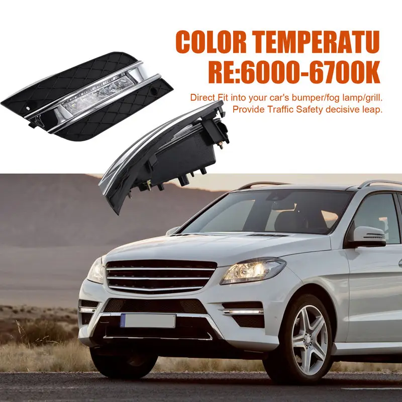 LED Daytime Running Light For Mercedes Benz ML350 W164 ML300 ML320 2009-2011 DRL Fog Lamp