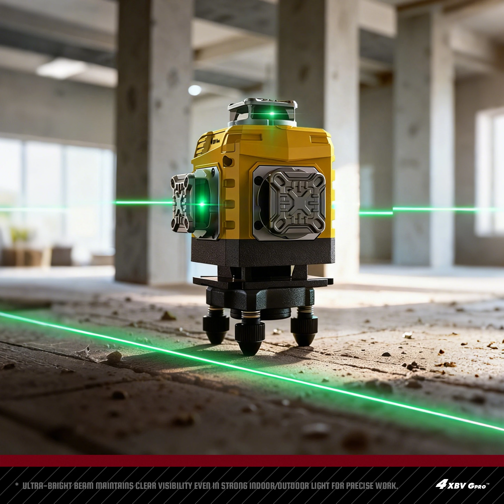 YEVOLT niveau Laser avec luminosité réglable pour outils de travail au sol carrelage Laser à lignes transversales vertes outils d'auto-nivellement 4D 16 lignes