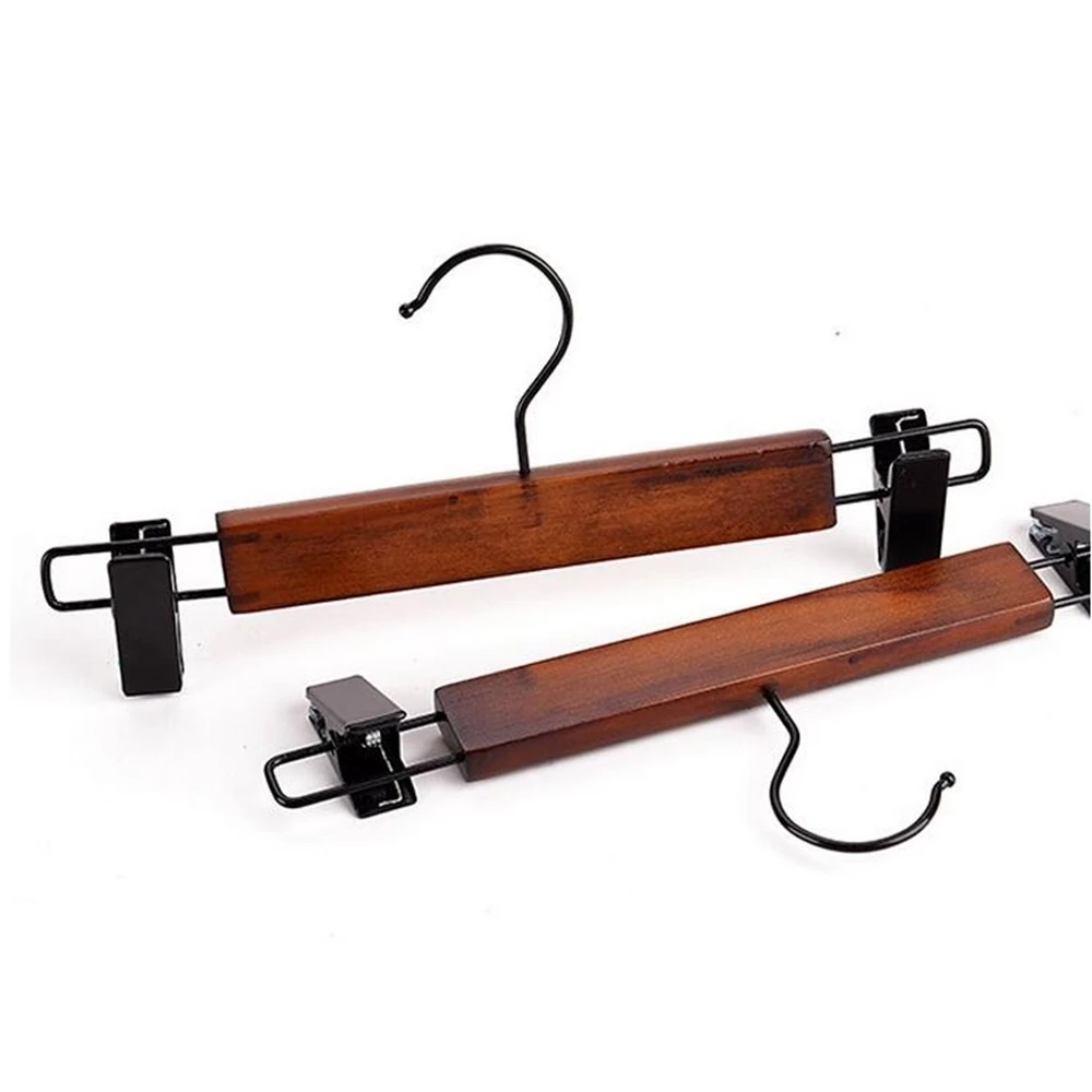 5pcs High-grade Solid Wood Retro Skirt Hanger Hook Adult Trousers Clip Organizer With Pant Clips 28cm Or 24cm