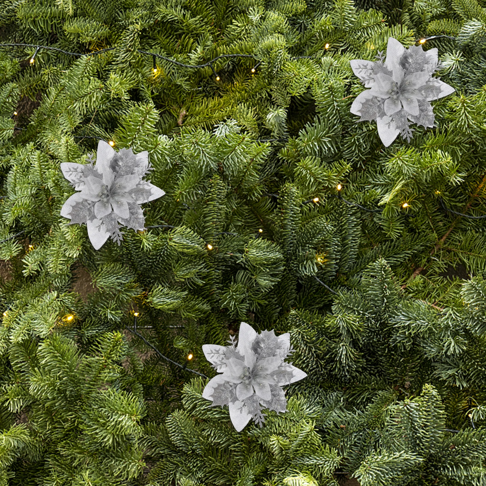 

16 Pcs Artificial Flower Decoration Poinsettia Floral Party Fake Christmas Clip Ornaments Flowers Iron Bride