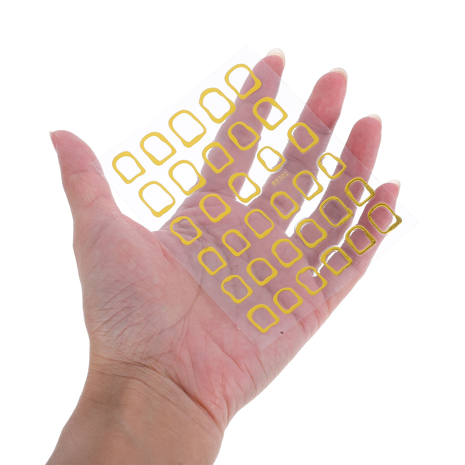 

10pcs Nail Art Stickers Self-Adhesive Hollow Design Minimalist Geometric Patterns Metallic Gold Decals for Girls Durable Quick