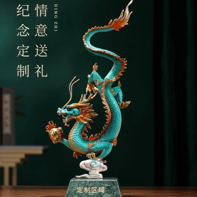 Brass dragon and phoenix ornament Qinglong phoenix ornament living room wine cabinet TV cabinet opening housewarming gifts