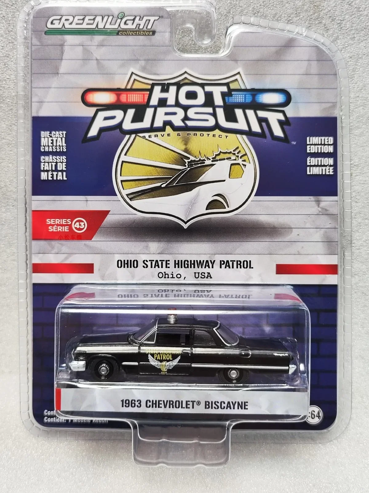 

1: 64 Heat Tracing Series 43-1963 Chevrolet Biscayne Ohio Highway Patrol Collection of car models