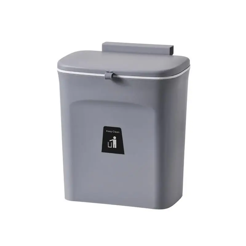 Slide Cover Wall Mounted Trash Can with Double Handle Waste Bin Kitchen Cabinet Door Hanging Trash Bin Garbage Car Trash Can