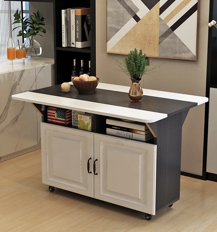 

Foldable multifunctional dining table, movable kitchen storage, living room side cabinet