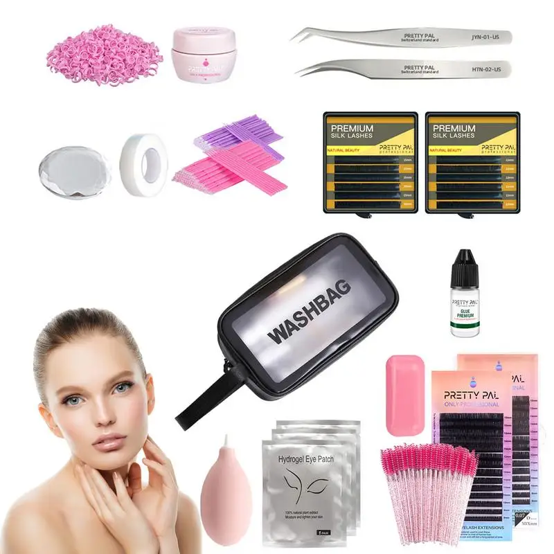 Kit di estensione delle ciglia da 17 pezzi Kit di accessori per la pratica del trucco naturale professionale estensione delle ciglia con colla ciglia finte