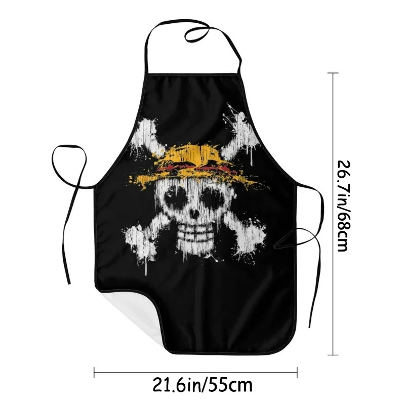 One Piece Apron Unisex Anime Straw Hat Pirates Cuisine Cooking Baking Household Cleaning Tablier Adult Children Garden Bibs Gift