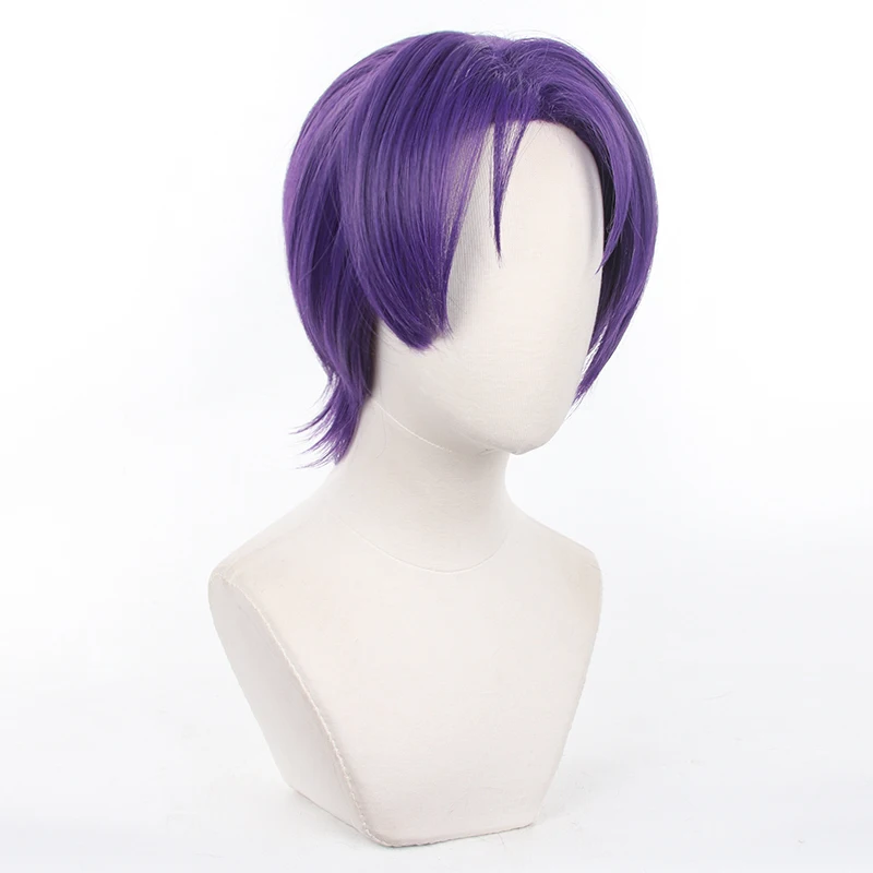 L-email wig Synthetic Hair Anime BLUE LOCK  Reo Mikage Cosplay Wigs Purple 30cm Short and Updos Cosplay Hair Heat Resistant Wig