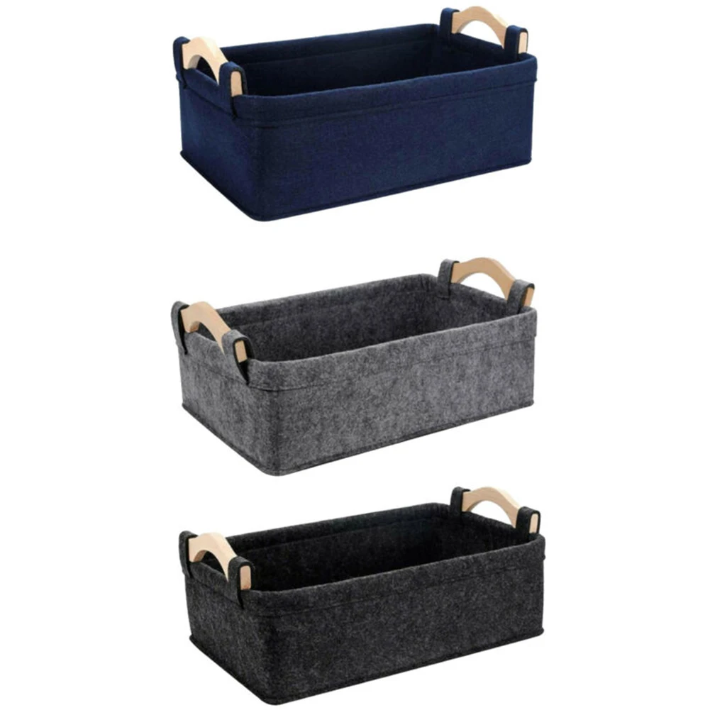 1pc Portable Felt Square Storage Basket Transport Basket Storage Box Felt Square Home Storage Baskets