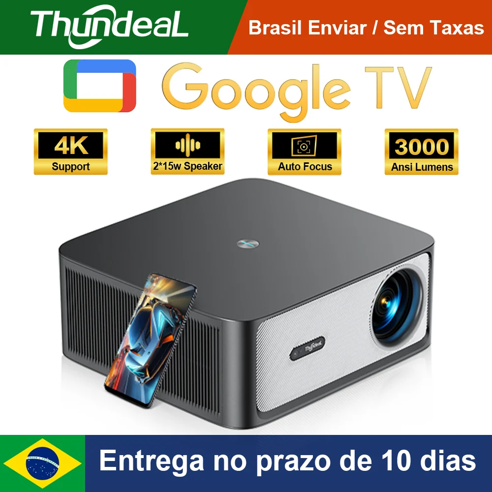 Projetores no brasil inteligente Projetor ThundeaL 1080P com Wi-Fi HD TD98Pro Alta luminosidade com licença oficial do Google Android TV ATV projetor TD98 Pro para cinema em casa Para notebook