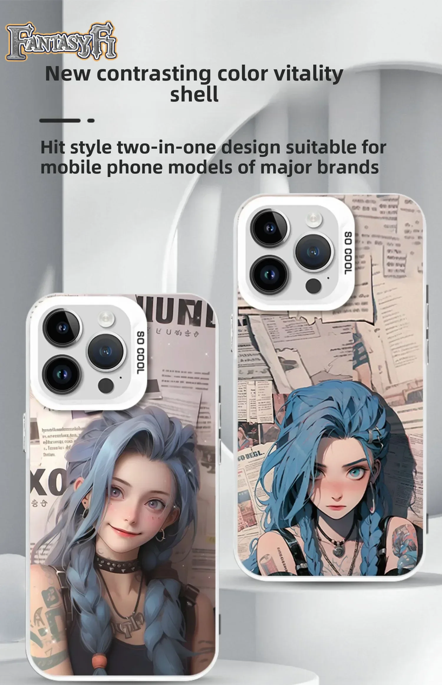 New In Stock Anime  Arcane: League Of Legends Jinx Phone Case Suitable For Iphone 16 Pro Iphone 15 Personalized Graffiti