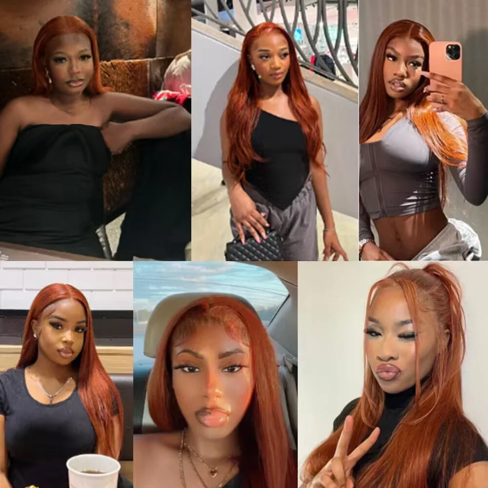 Transparent 13x4 13x6 Lace Frontal Wig Ginger Orange Straight Human Hair Wigs for Women Pre Plucked 5x5 Lace Closure Wig