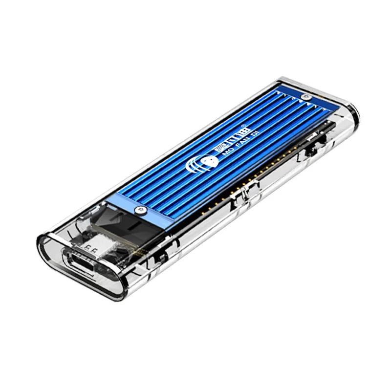 M.5 합금 냉각 - 프로토콜 NVMe SSD 인클로저 USB3.1 저장 및 데이터 전송을 위한 투명 모바일 하드 드라이브