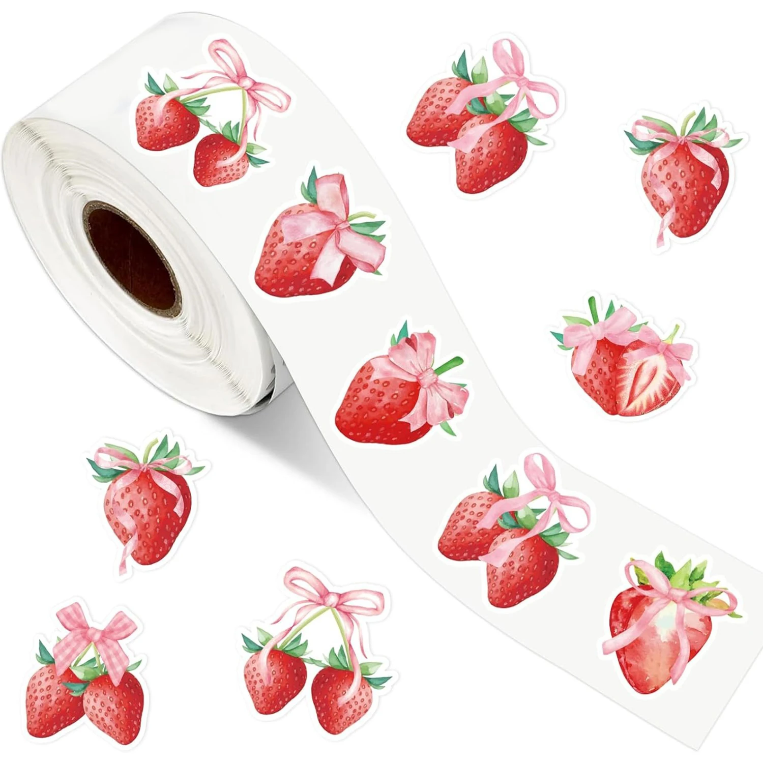 100-500pcs Pink Strawberry Stickers Baking Birthday Wedding Party Gift Wrapping Label Scrapbook Stationery Stickers