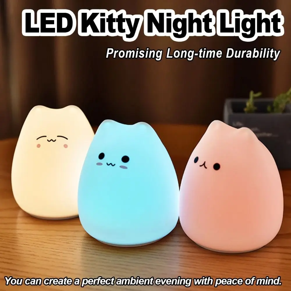 

LED Colorful Cat Silicone Light Animal Cat Touch Sensor LED Colorful Night Light Night Lamp Ambient Lighting Indoor Sensor Lamp