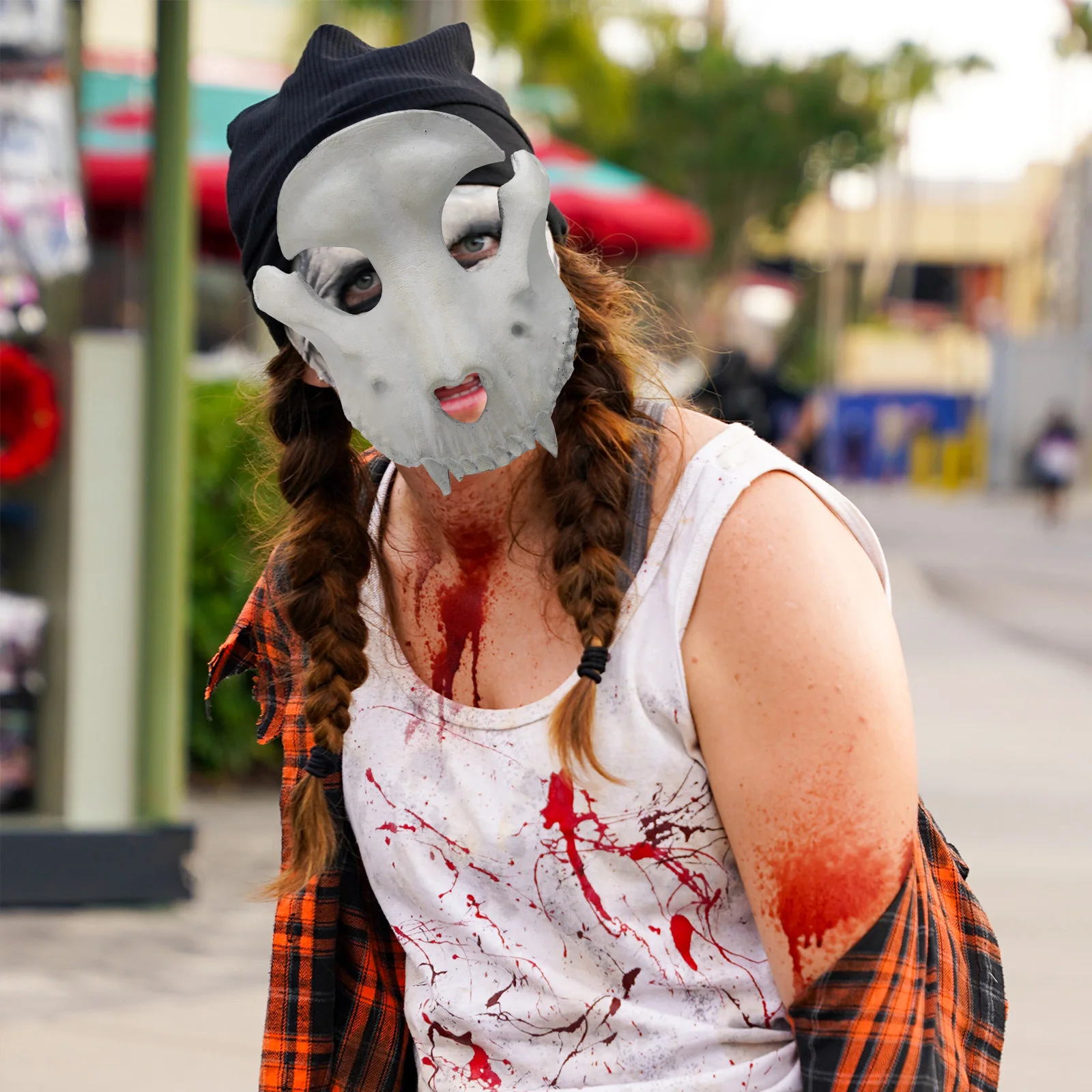 

Sheep Bone Mask Skull Costume Masks for Halloween Party Scary Decorations Horror Accessories Lightweight PU Material Hip Hop