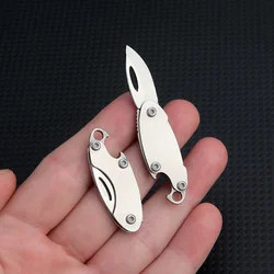 Mini Stainless Steel Folding Knife EDC Outdoor Camping Portable Keychain Knife with Bottle Opener