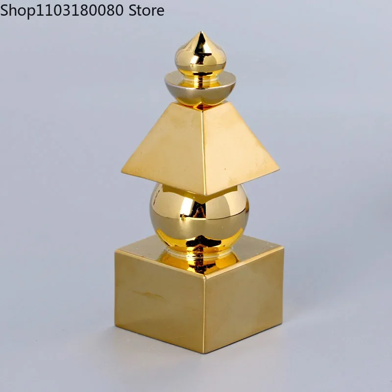 5.1cm Brass Copper-plated 24K gold five-wheel pagoda statue Tibet treasure indrani sutra stupa small figurine