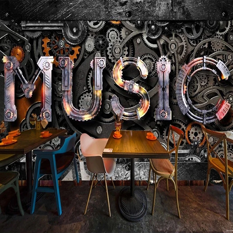 Custom Mural 3D Retro Nostalgia Metal Gear MUSIC Restaurant Bar KTV Poster Wallpaper Living room sofa TV background wall bedroom