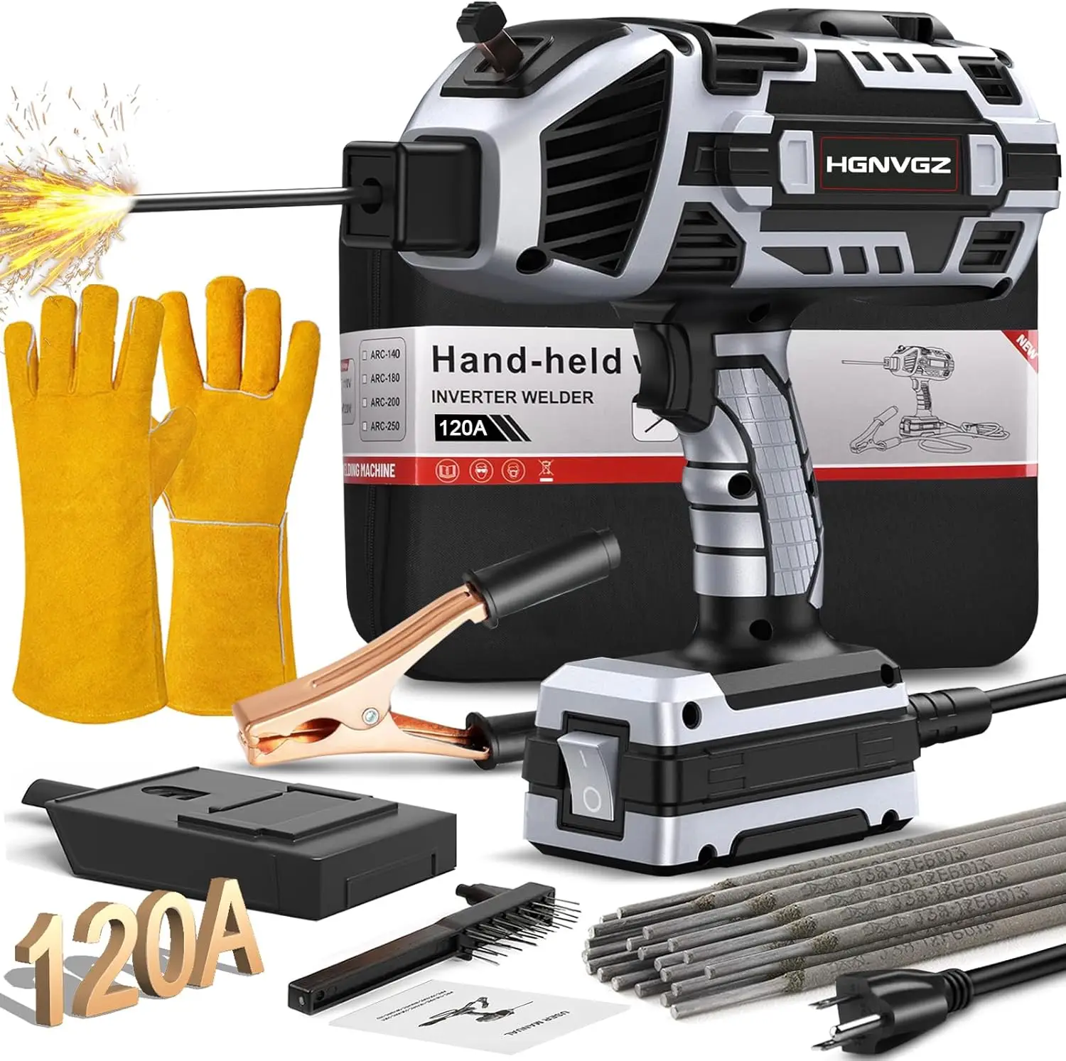 

Portable Stick Welder, 20-120A 110V with Hot Start, Arc Force, Anti-Stick, Adjustable Current (Grayish Black)