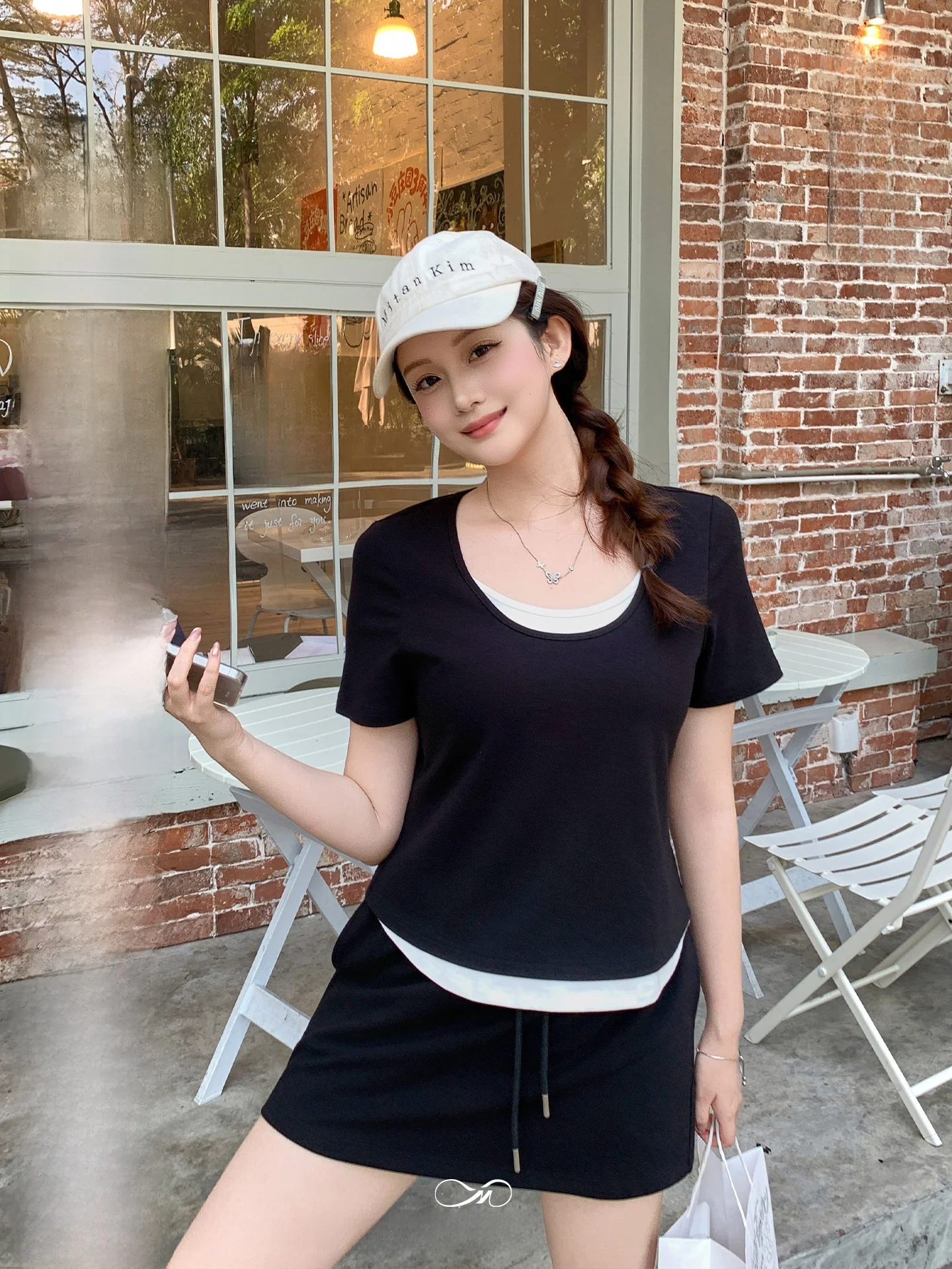 

Maxixe plus Size Women's Color Block T-Shirt Shorts Set Summer Slimming High Waist Two-Piece Suit Casual Cotton Blend round N...