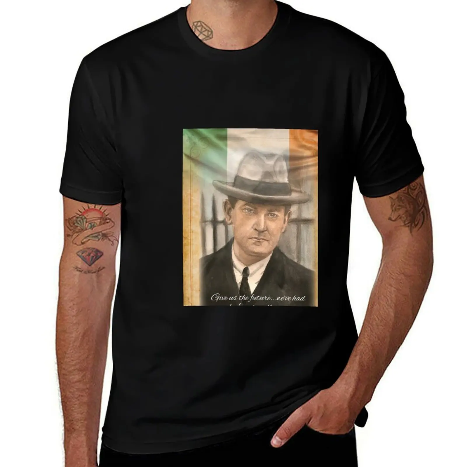 Michael Collins Portrait Wall Art T-Shirt blue archive summer top fitted t shirts for men