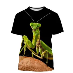 Animal Insects Praying Mantis Print Summer Men/Women O-Neck T-shirt Casual Short Sleeve Oversized Pullover Trend Unisex Clothing