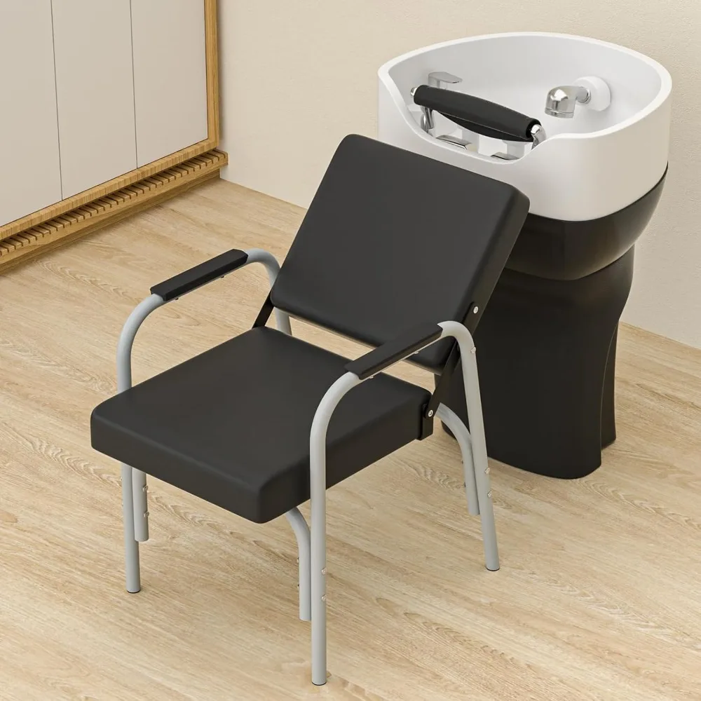 

Auto-Recline Shampoo Chair – Heavy-Duty Adjustable Barber Chair with Chrome Arms (Grey)​