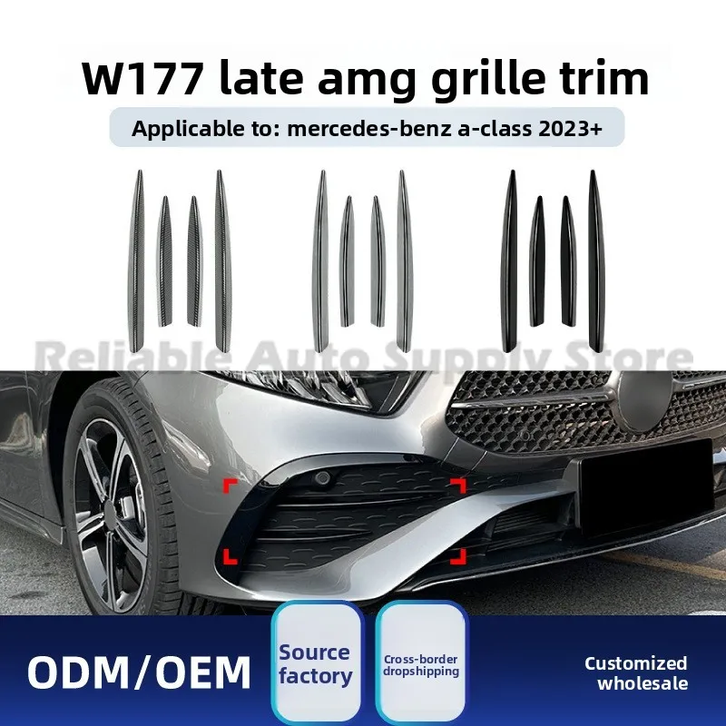 

For Mercedes A Class W177 A200 A35 2023+ AMG Front Air Dam Grille Trim Sticker Decal Stylish Upgrade Durable Design