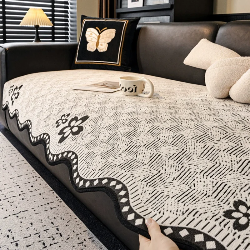 Ins Style Printed Irregular Sofa Cover Flower Pattern Armchair Protector for Living Room Luxury Easy-Care Non Slip Sofa Cushion