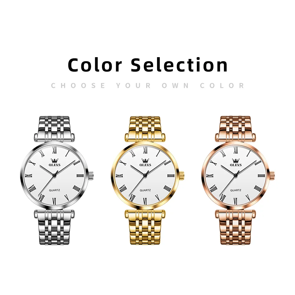 OLEVS Original Brand Couple Watch Men and Women Simplicity Waterproof Quartz Watch Luxury Roman Scale Romantic Wristwatch Lovers