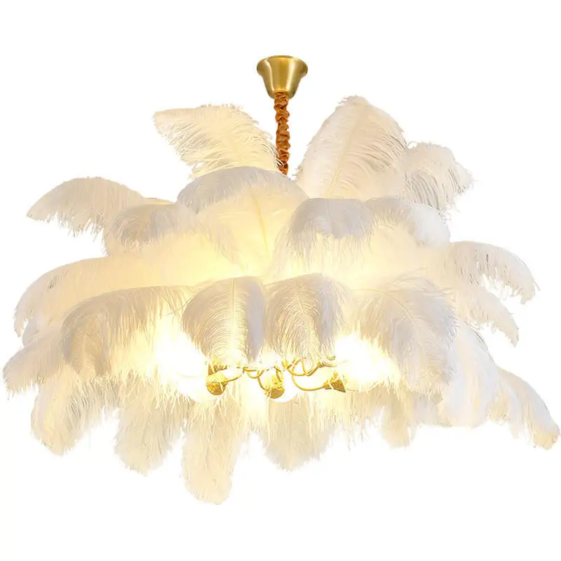 

All copper American Nordic ins living room, bedroom, lamps, ostrich feather chandelier