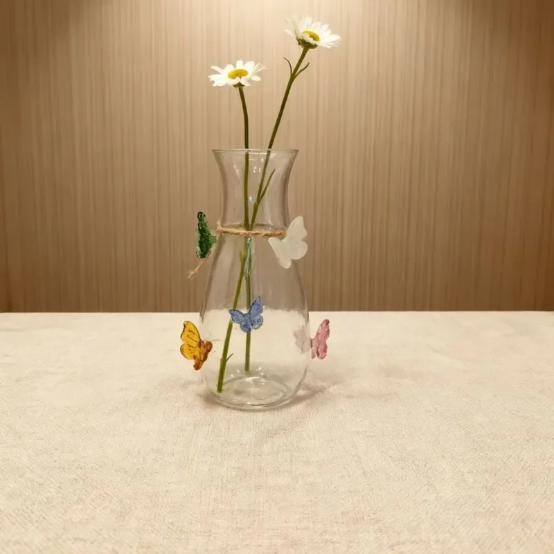 Modern High Borosilicate Glass Vase Luxury Art Design for Living Room Desktop Home Decor Elegant Transparent Flower Container
