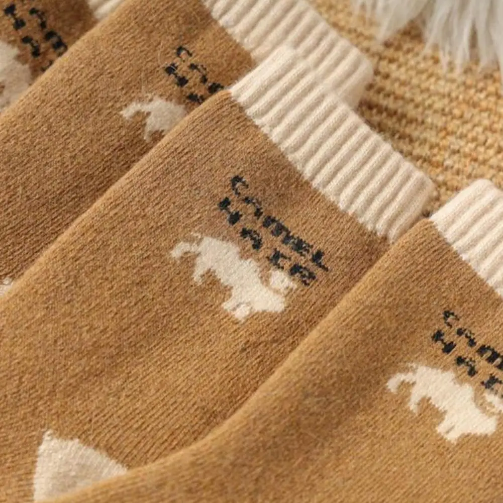 1 Pair Camel Hair  Warm Wool Socks For Women Men Thick Socks Camel Warm Socks Soft Terry Casual Autumn Winter Socks Camel Socks