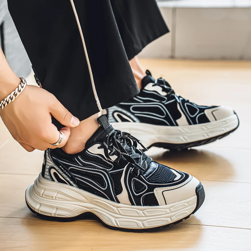 

2025: универсальная дышащая модная сетчатая обувь для спорта и отдыха. Легкая высокая мужская обувь с низким вырезом на толстой подошве.