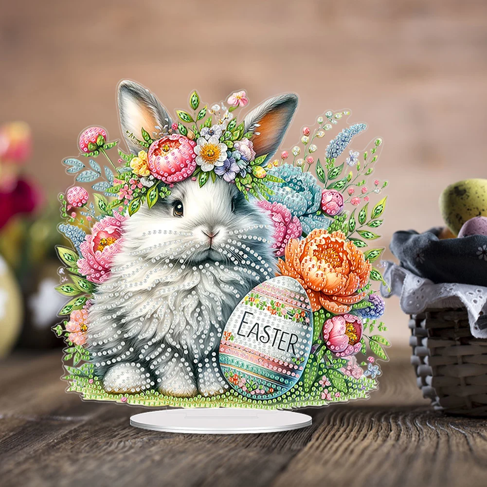 

Акриловый пасхальный кролик специальной формы 5D DIY Алмазное искусство Настольные украшения Алмазная живопись Настольные украшения для взрослых Новичок