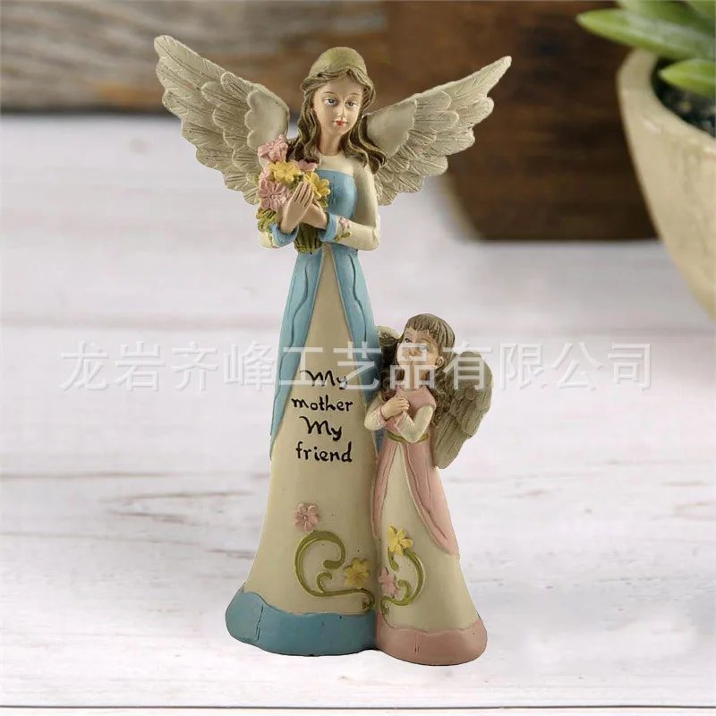 هدية عيد الأم هدية عيد ميلاد ديكور المنزل لطيف الملاك الراتنج الحرفية أمي والطفل بقعة السلع #1