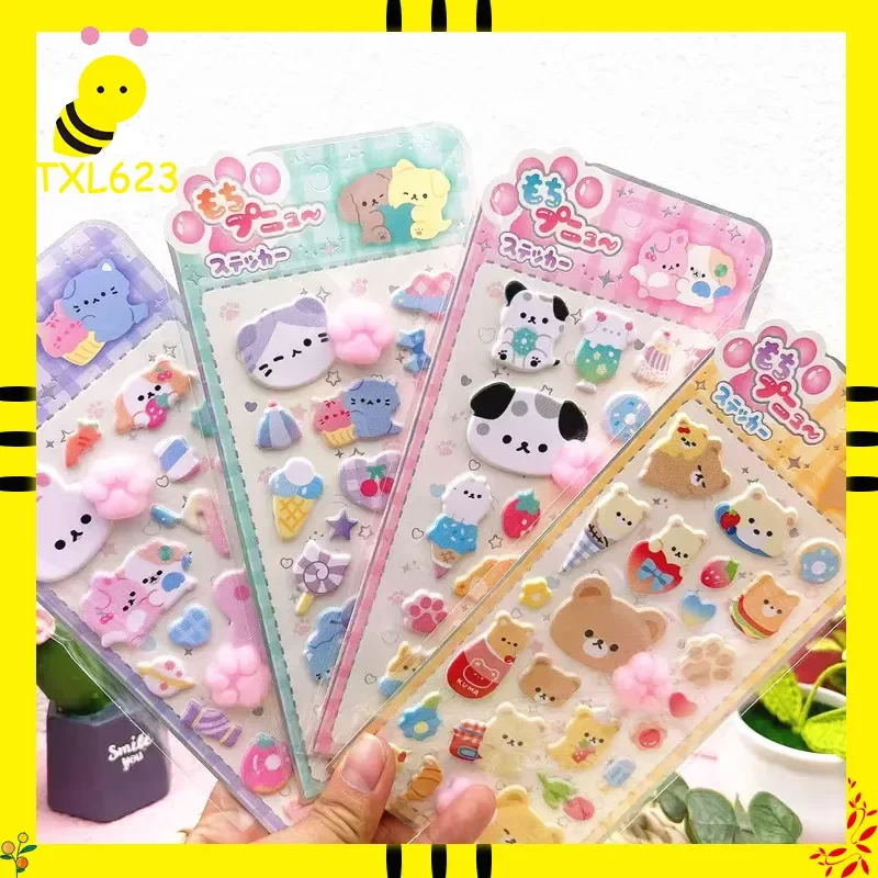 

20/40 шт. детские мягкие музыкальные антистресс-наклейки с мультяшными котячьими лапками, стерео-наклейки с животными: кролик, панда